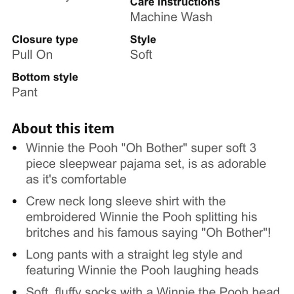 Disney Red and Gray Winnie the Pooh Pajama Set, Women’s Size XL (top and bottom) - Picture 8 of 8